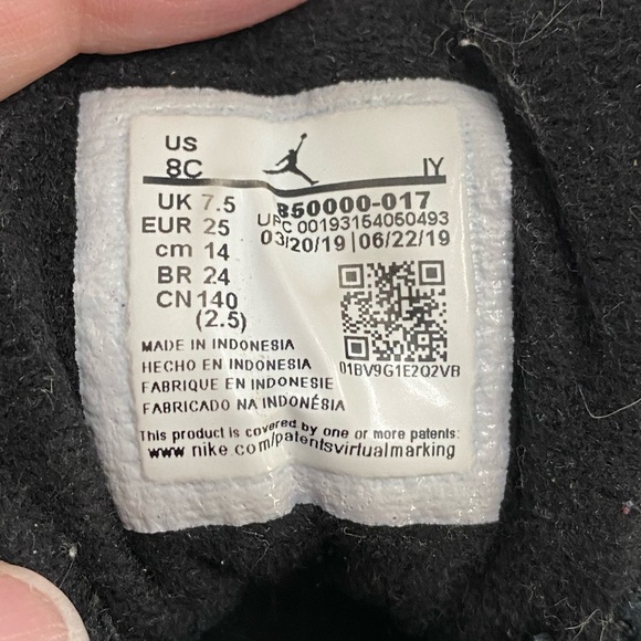 Child's Nike Air Jordans 12 Retro Size 8C Black Suede on Black with Rubber Sole - Picture 9 of 11